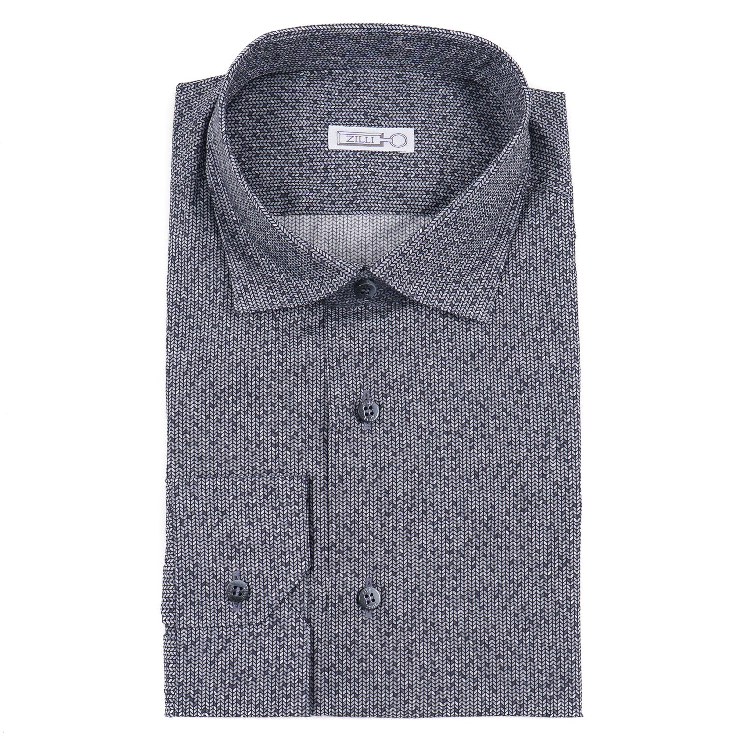 Zilli Cotton Shirt with Chevron Leaf Print - Top Shelf Apparel