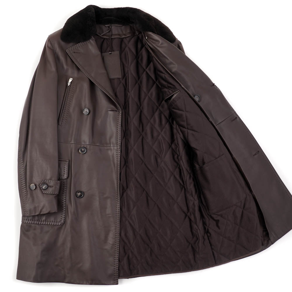 Brioni Leather Coat with Quilted Cashmere Lining - Top Shelf Apparel