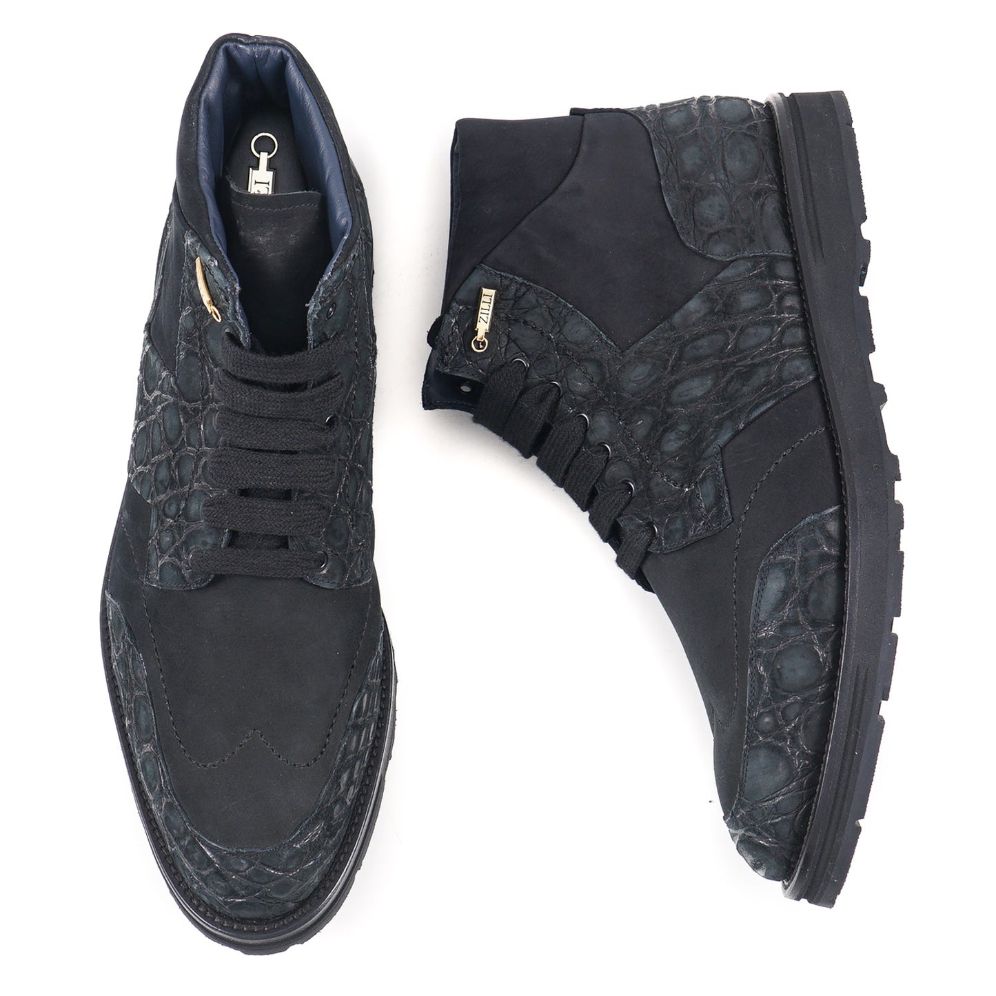Zilli Crocodile and Nubuck Calf Ankle Boots - Top Shelf Apparel