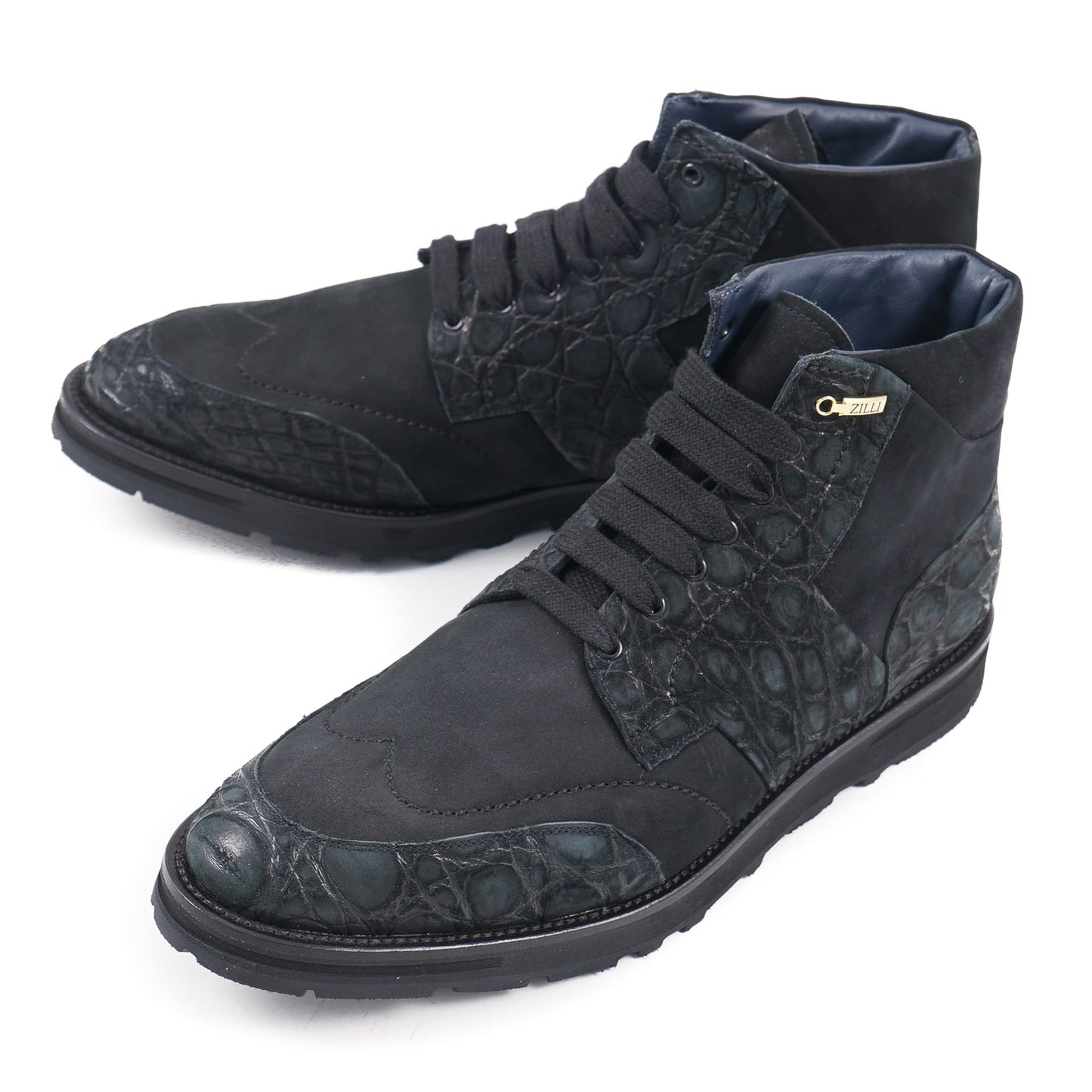 Zilli Crocodile and Nubuck Calf Ankle Boots - Top Shelf Apparel