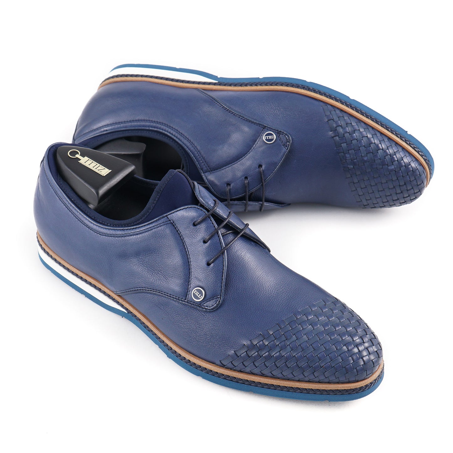 Zilli Calf Leather Derby with Woven Detail - Top Shelf Apparel