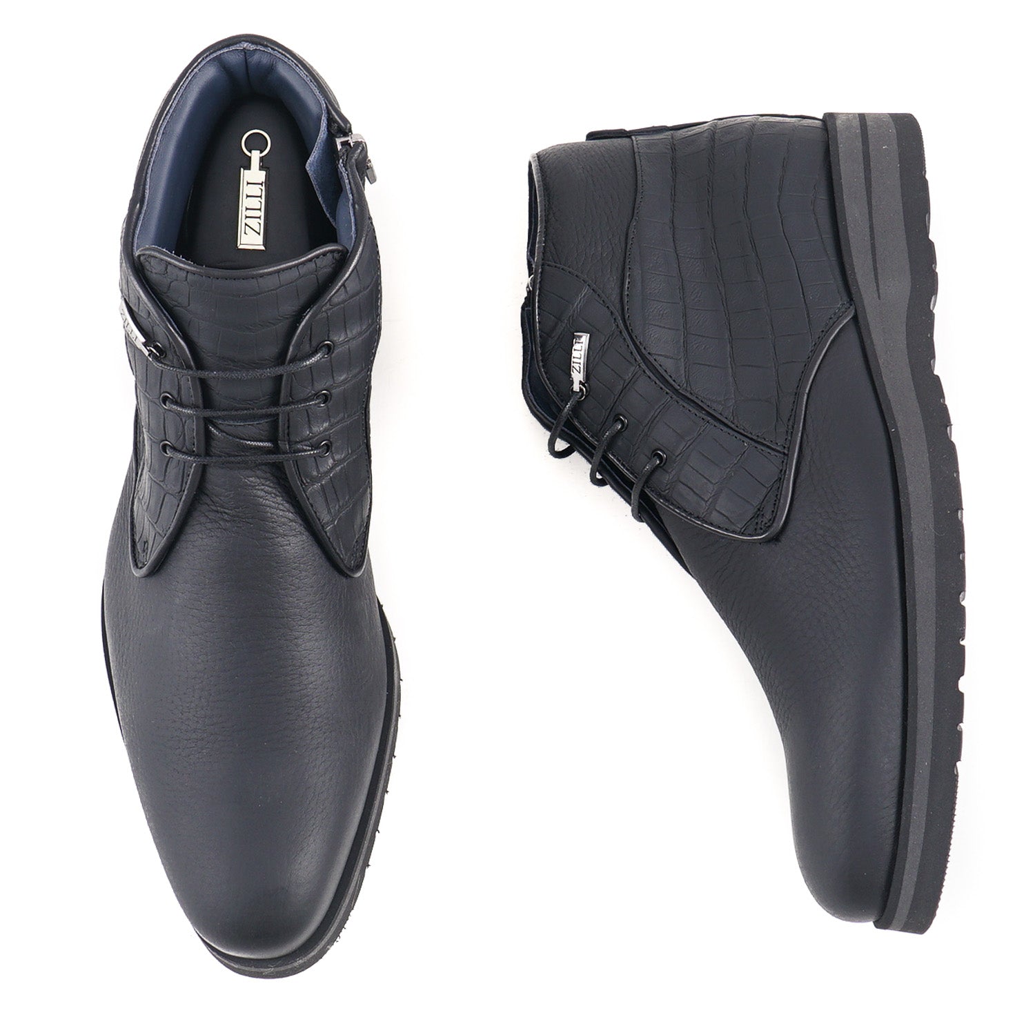 Zilli Crocodile and Satin Calf Ankle Boots - Top Shelf Apparel