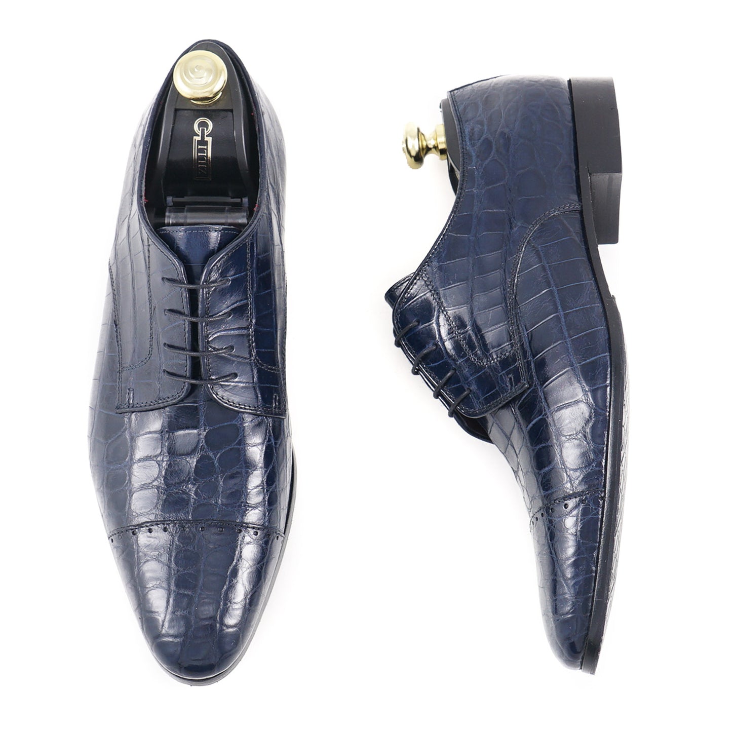 Zilli Navy Blue Full Alligator Derby - Top Shelf Apparel