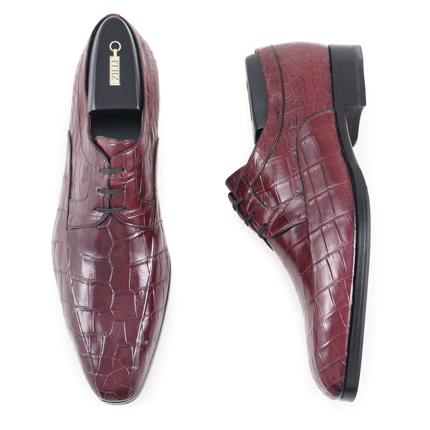 Zilli Burgundy Full Crocodile Derby - Top Shelf Apparel