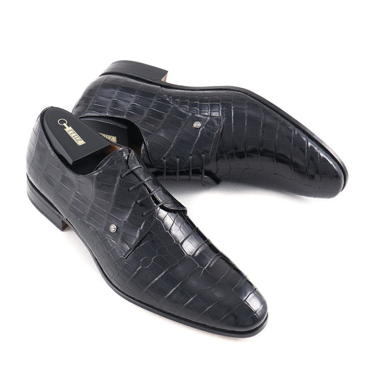 Zilli Black Full Crocodile Derby - Top Shelf Apparel