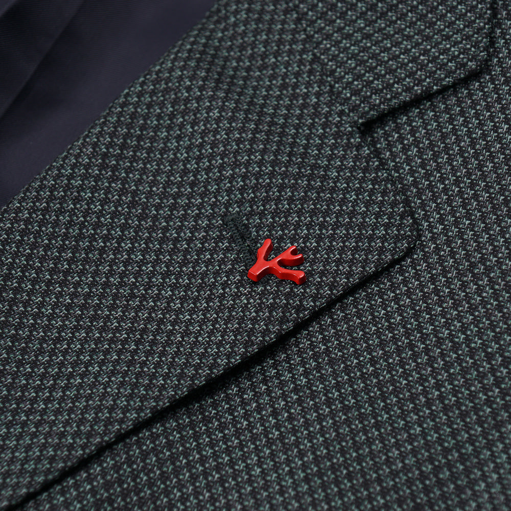 Isaia Dark Green Woven Wool Sport Coat - Top Shelf Apparel
