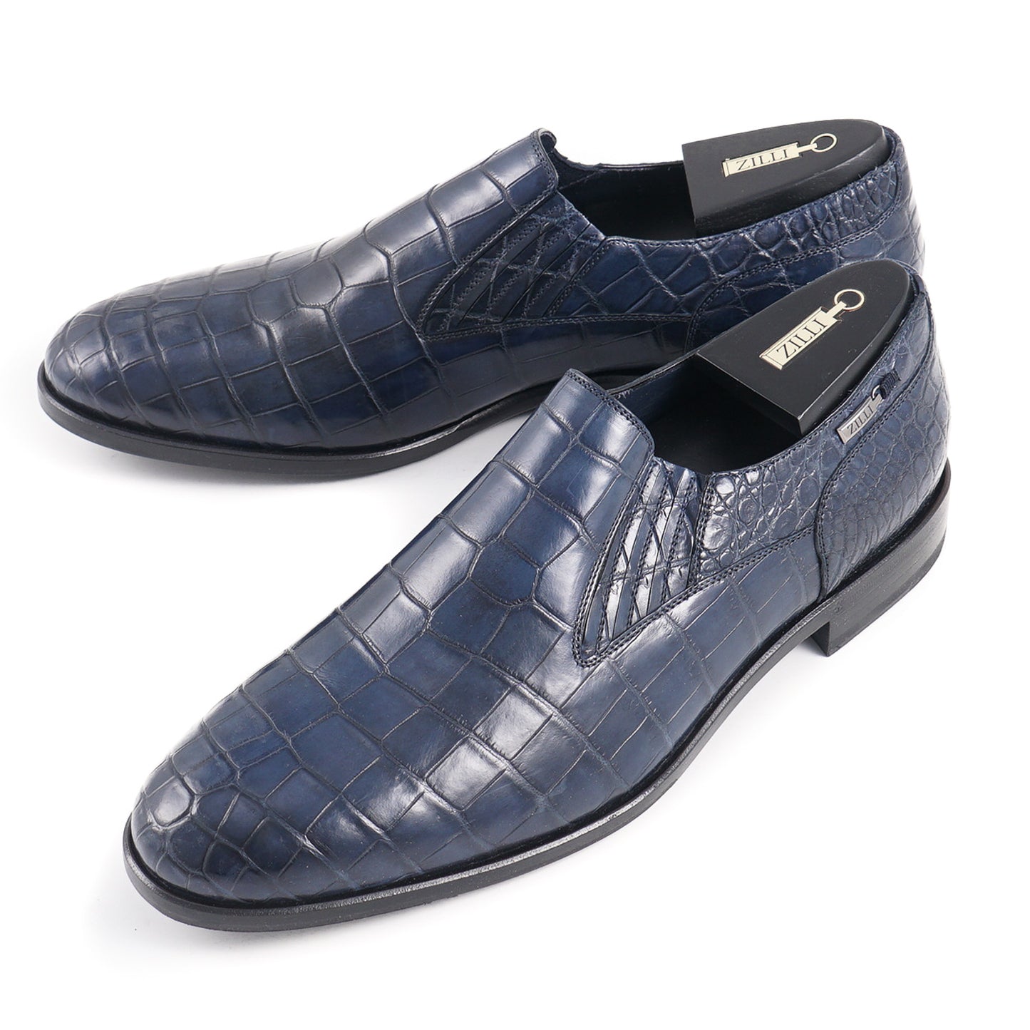 Zilli Navy Blue Full Crocodile Loafers - Top Shelf Apparel