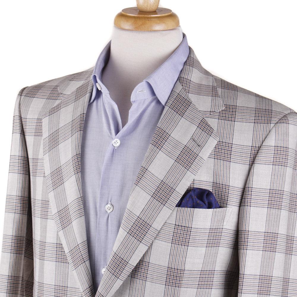 Brioni Pale Gray Check Wool-Silk-Linen Sport Coat - Top Shelf Apparel