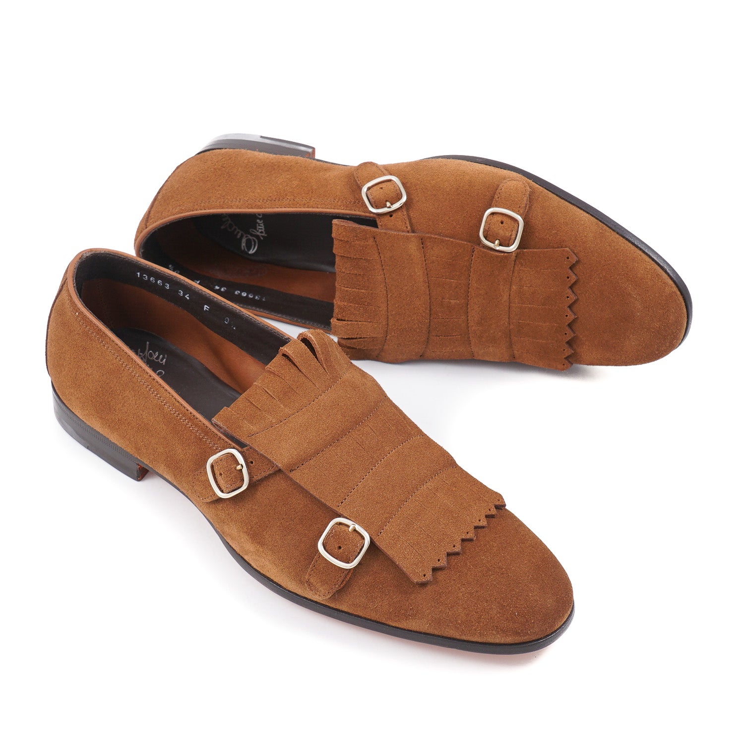 Santoni Suede Double-Buckle Loafers - Top Shelf Apparel