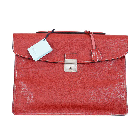 E.Marinella Slim Briefcase in Pebbled Leather - Top Shelf Apparel