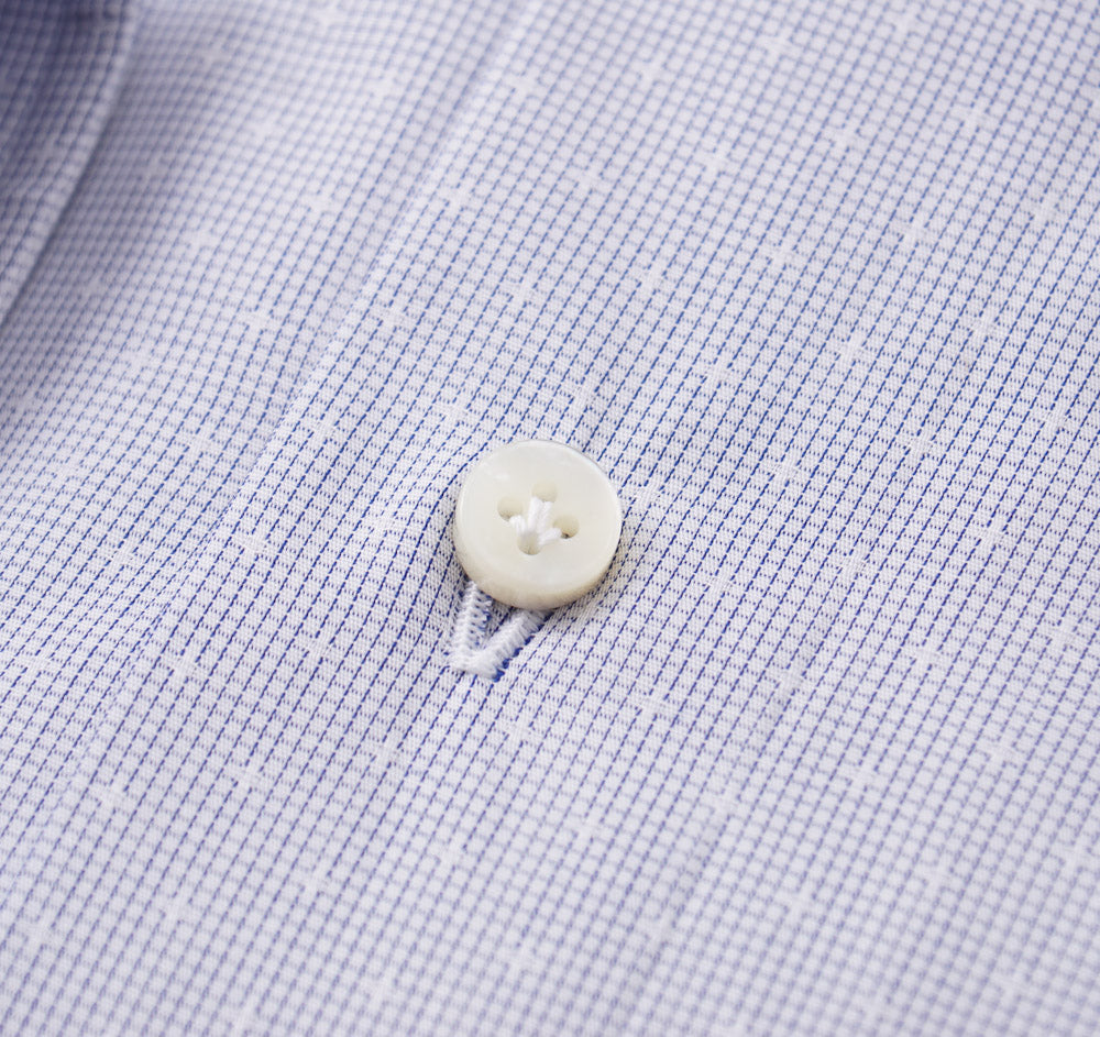 Barba Cotton Shirt in Blue and White Micro Jacquard - Top Shelf Apparel