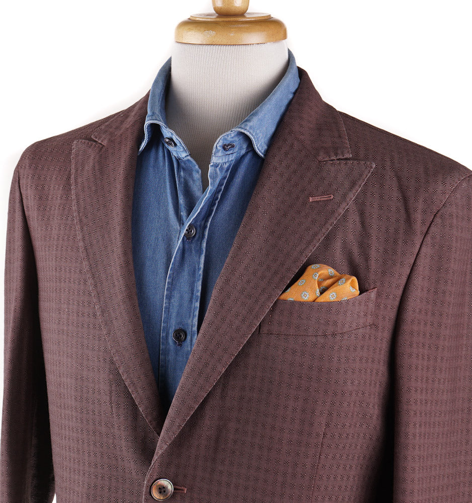 Boglioli Wool Sport Coat in Brick Red Jacquard - Top Shelf Apparel