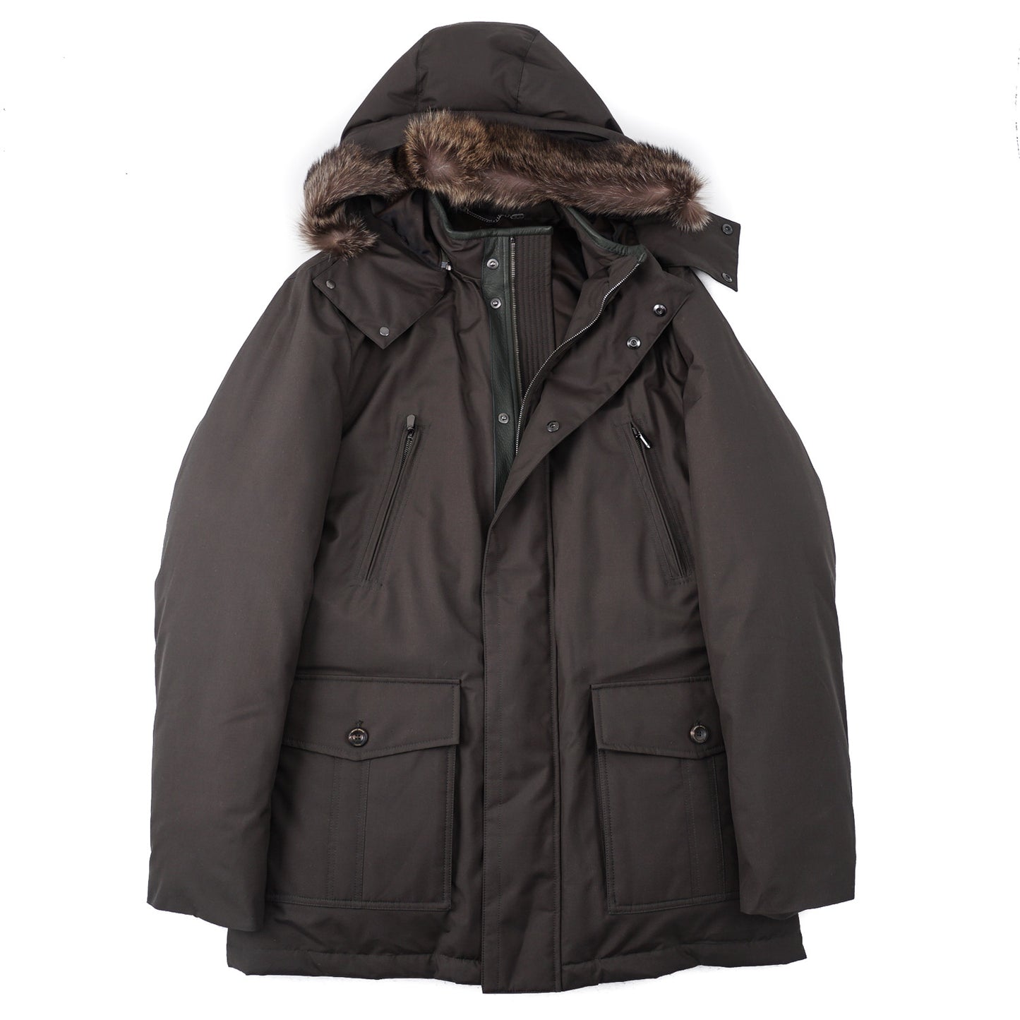 Cesare Attolini Down-Filled Parka with Fur Hood - Top Shelf Apparel
