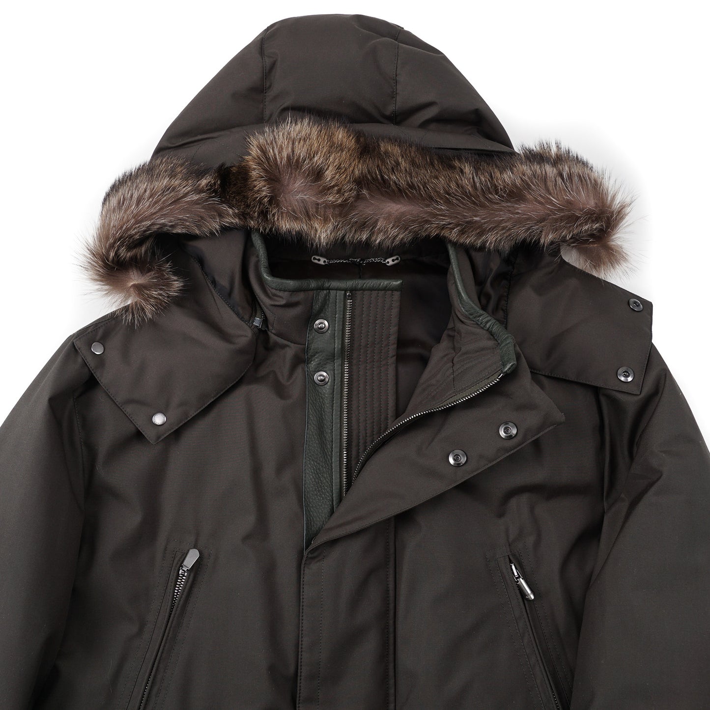 Cesare Attolini Down-Filled Parka with Fur Hood - Top Shelf Apparel