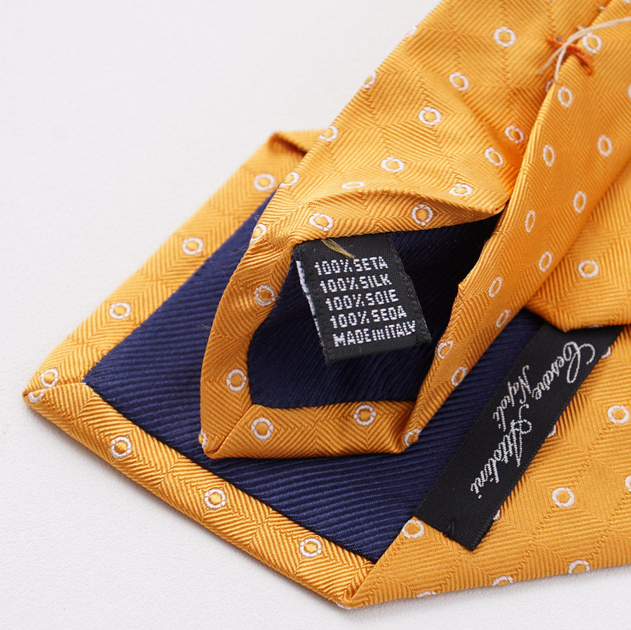 Cesare Attolini Golden Yellow Woven Silk Tie - Top Shelf Apparel