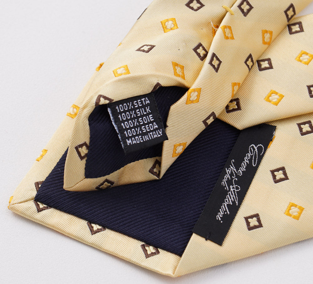 Cesare Attolini Yellow Jacquard Silk Tie - Top Shelf Apparel