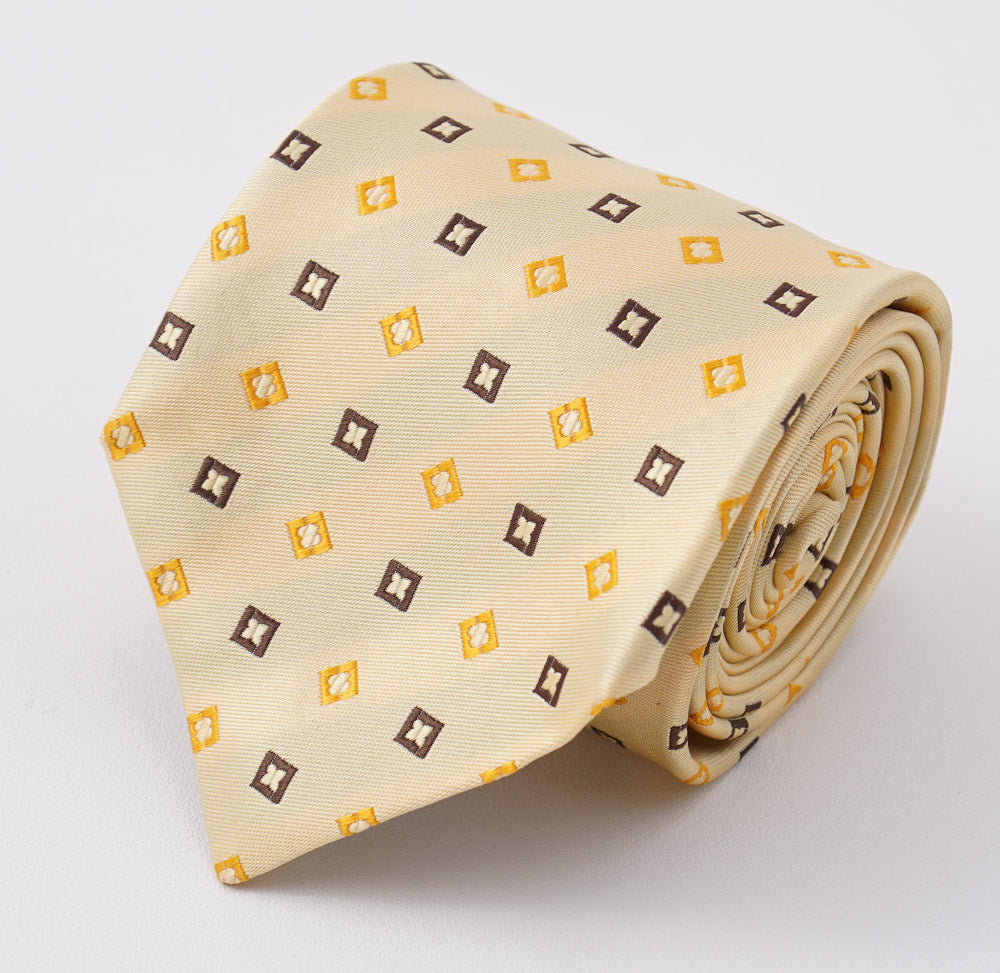 Cesare Attolini Yellow Jacquard Silk Tie - Top Shelf Apparel