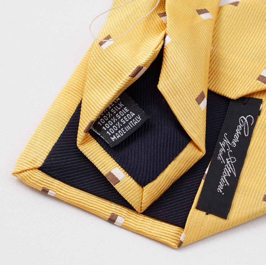 Cesare Attolini Yellow Jacquard Silk Tie - Top Shelf Apparel
