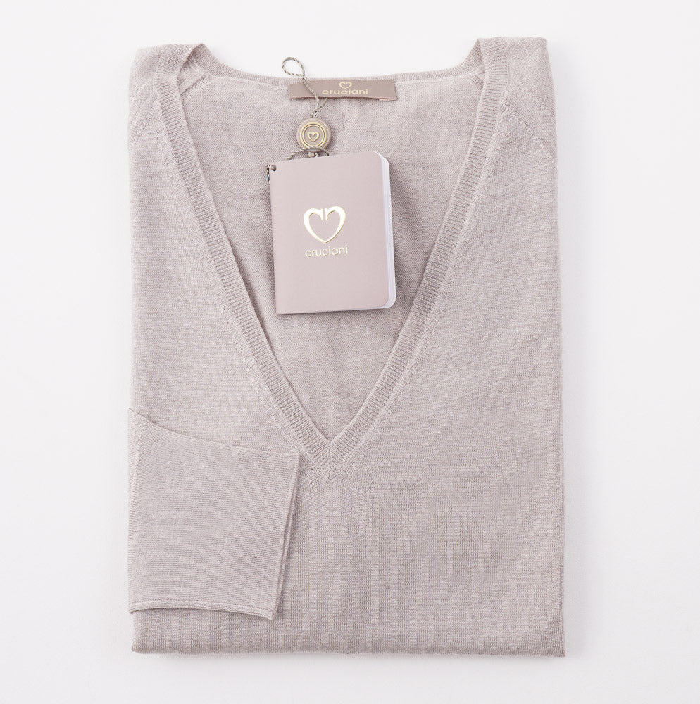 Cruciani Beige Wool-Silk-Cashmere Sweater - Top Shelf Apparel
