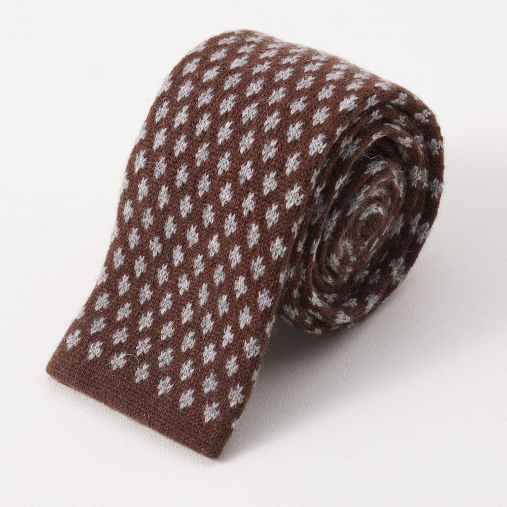 E. Marinella Brown and Gray Knit Cashmere Tie