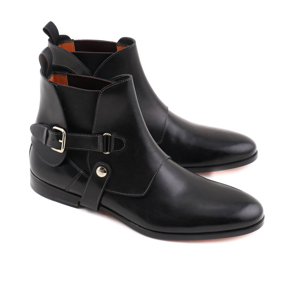 Santoni Black Ankle Boots with Buckle Detail - Top Shelf Apparel