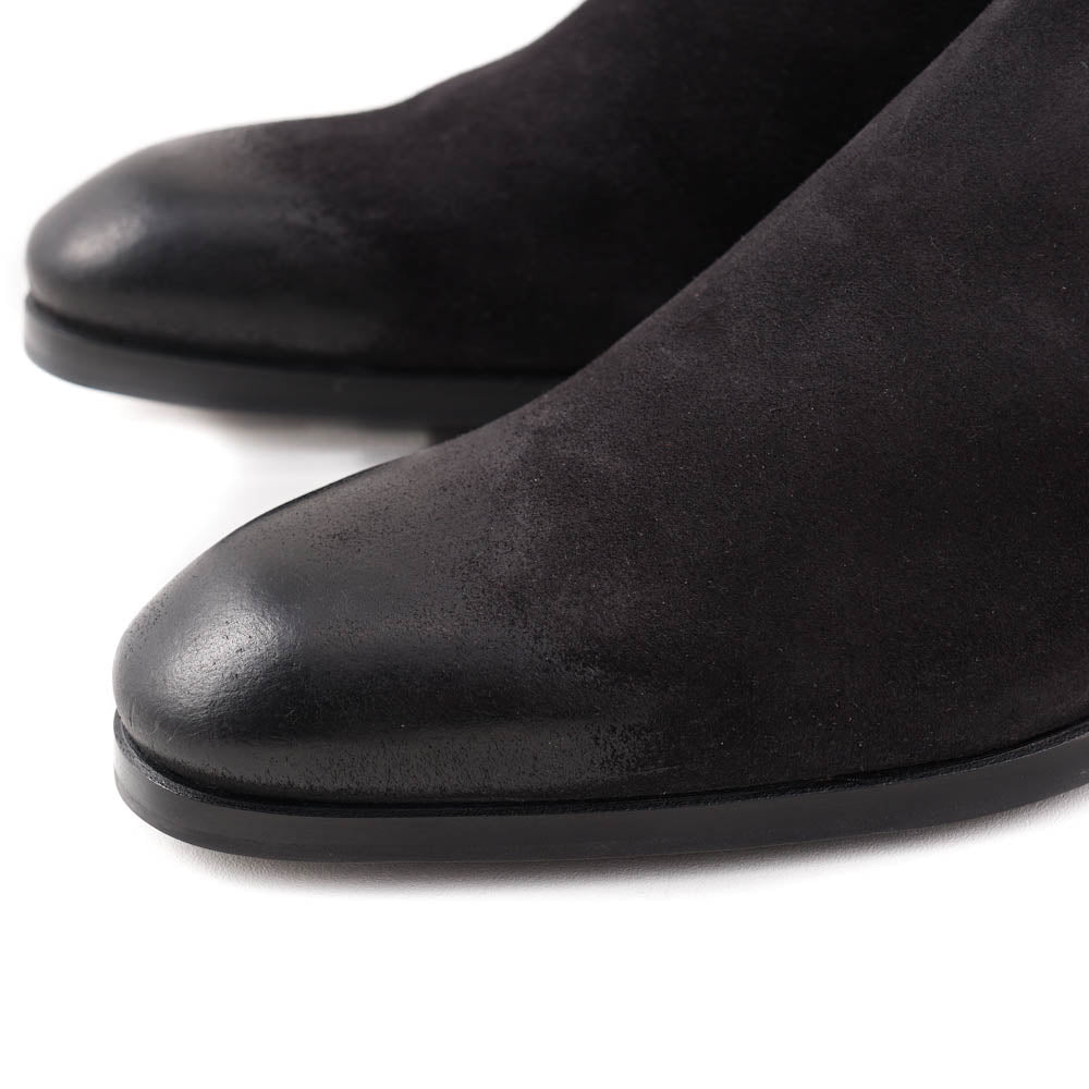 Santoni Chelsea Boot in Black Waxed Suede - Top Shelf Apparel
