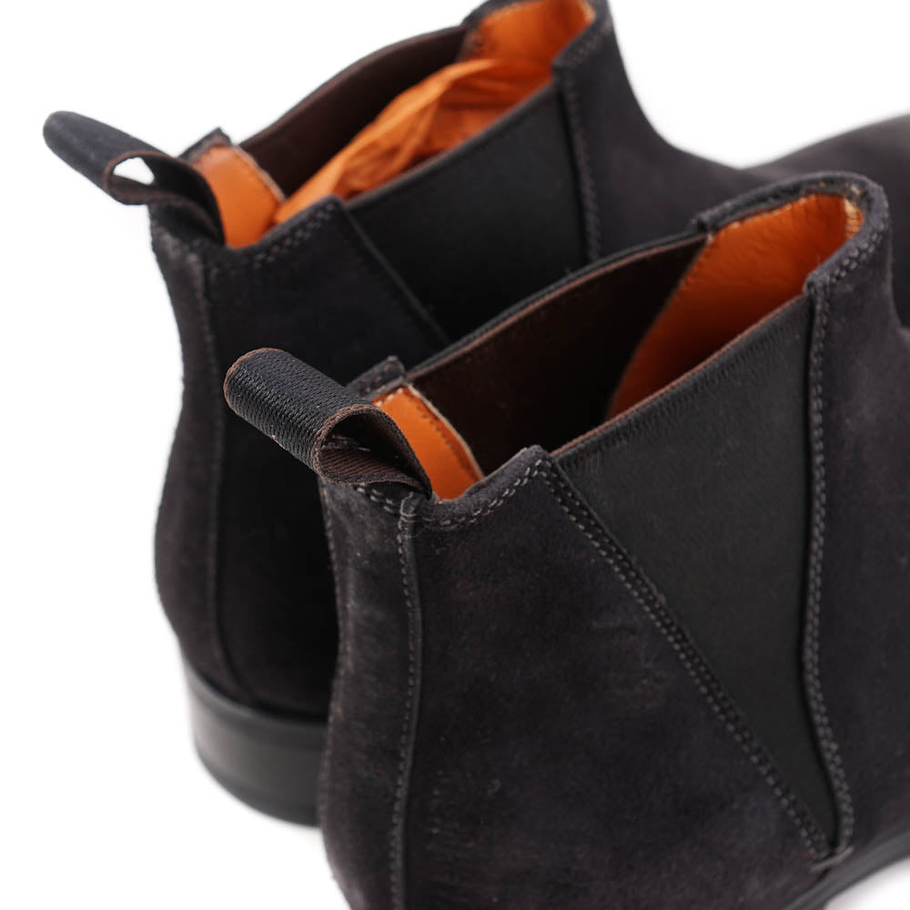 Santoni Chelsea Boot in Black Waxed Suede - Top Shelf Apparel