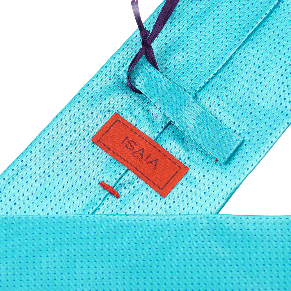 Isaia Aqua Blue Pindot Silk Tie - Top Shelf Apparel