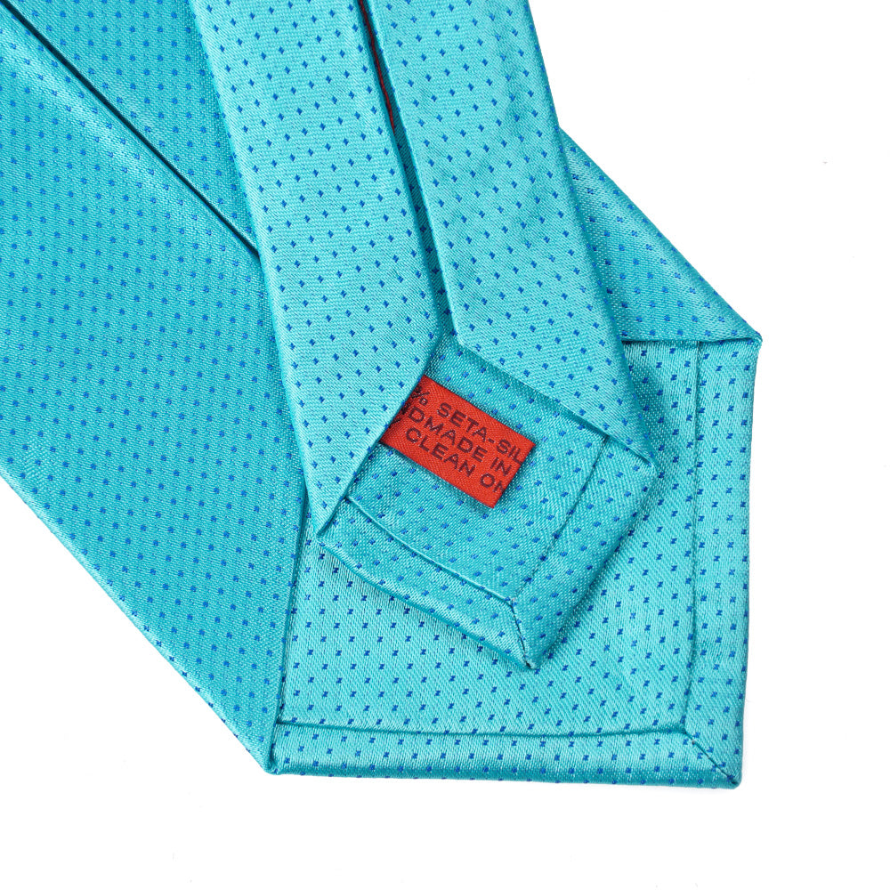 Isaia Aqua Blue Pindot Silk Tie - Top Shelf Apparel