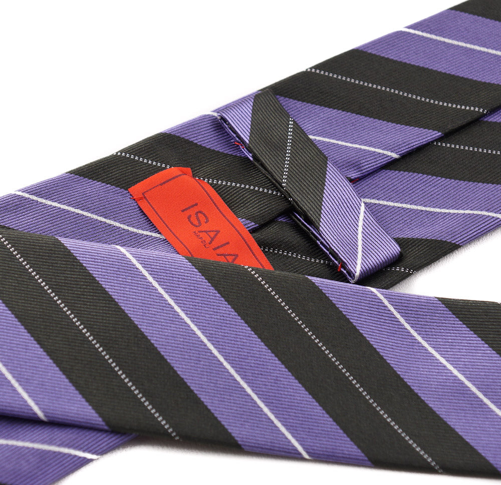 Isaia Lavender and Olive Striped Tie - Top Shelf Apparel