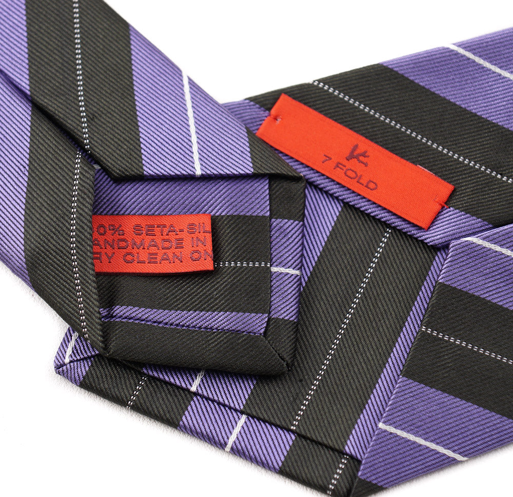 Isaia Lavender and Olive Striped Tie - Top Shelf Apparel