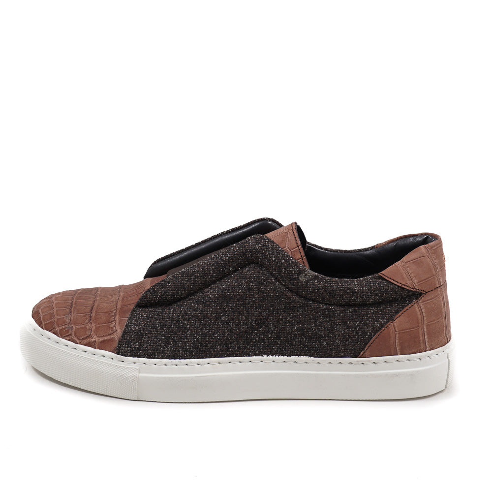 Isaia Crocodile and Wool Slip-On Sneakers - Top Shelf Apparel