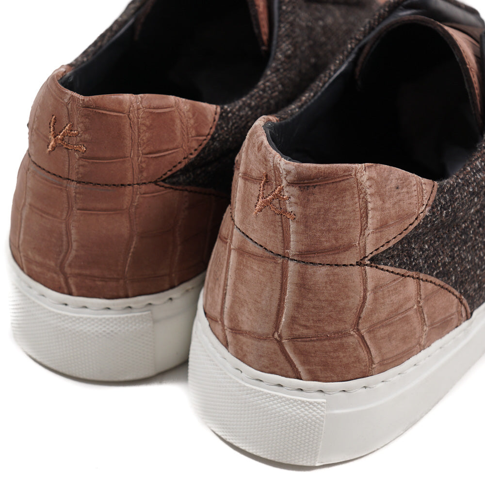 Isaia Crocodile and Wool Slip-On Sneakers - Top Shelf Apparel