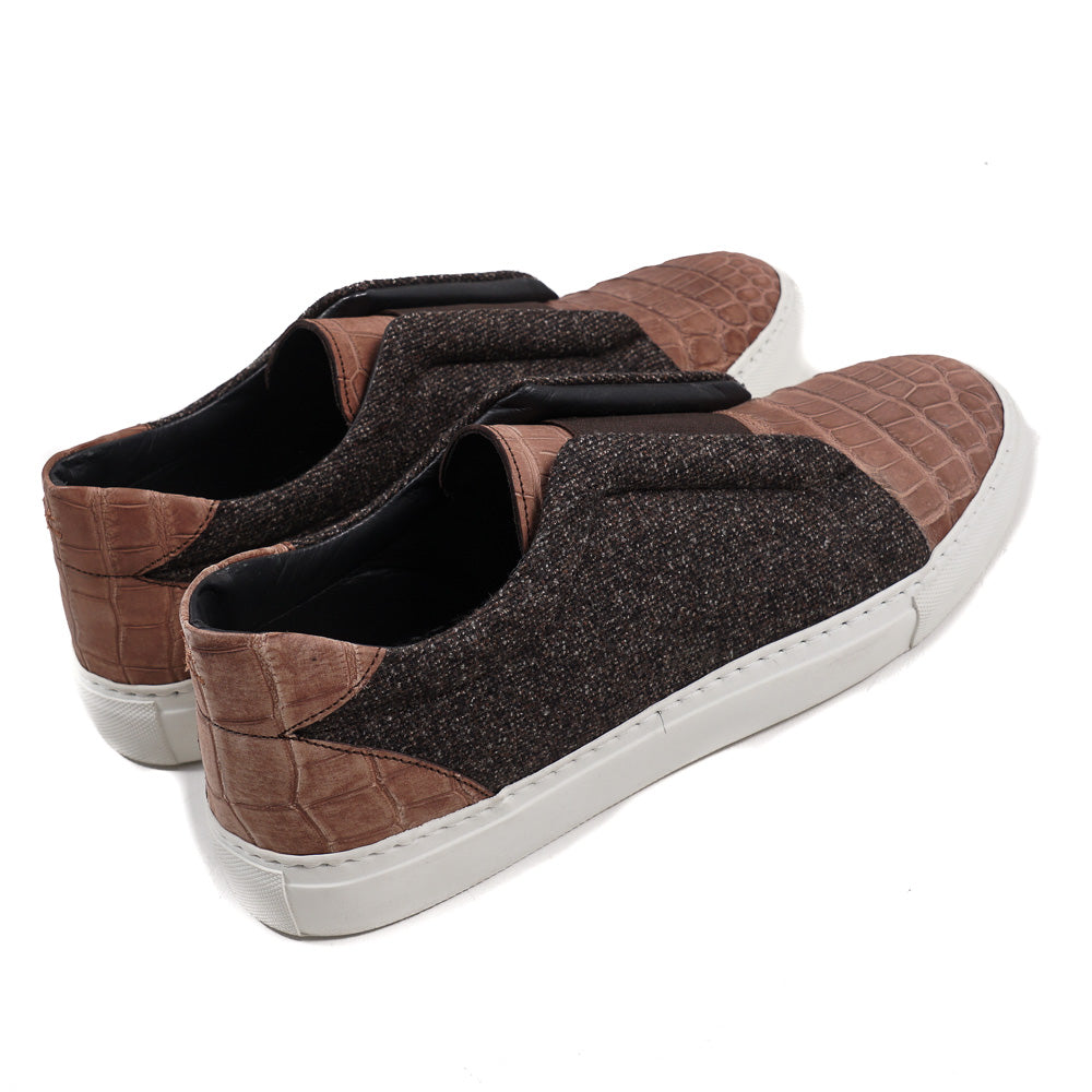 Isaia Crocodile and Wool Slip-On Sneakers - Top Shelf Apparel