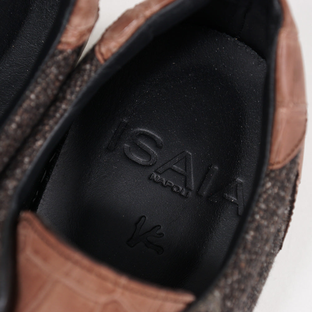 Isaia Crocodile and Wool Slip-On Sneakers - Top Shelf Apparel