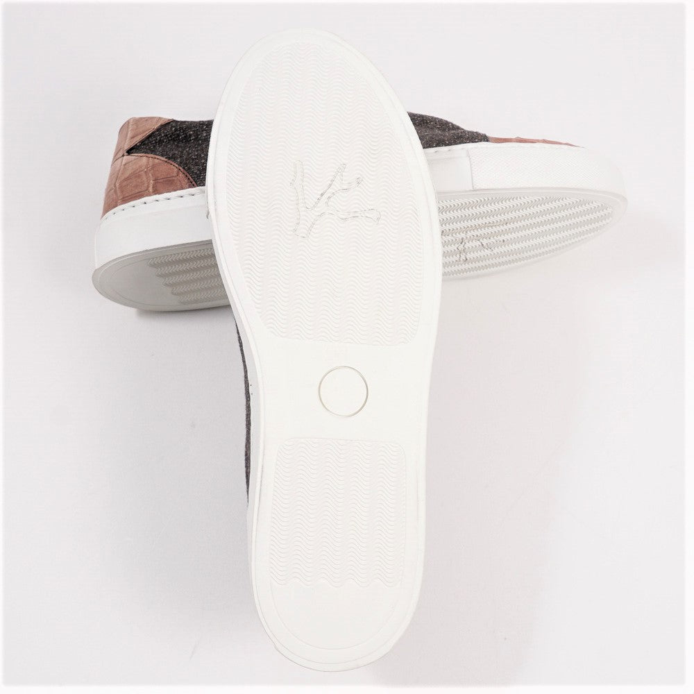 Isaia Crocodile and Wool Slip-On Sneakers - Top Shelf Apparel