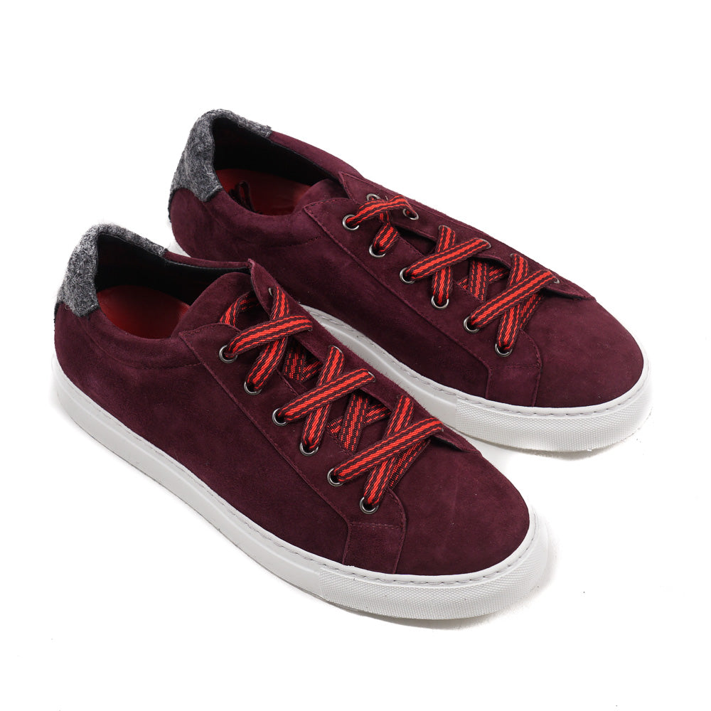 Isaia Burgundy Calf Suede Sneakers - Top Shelf Apparel