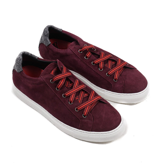 Isaia Burgundy Calf Suede Sneakers - Top Shelf Apparel