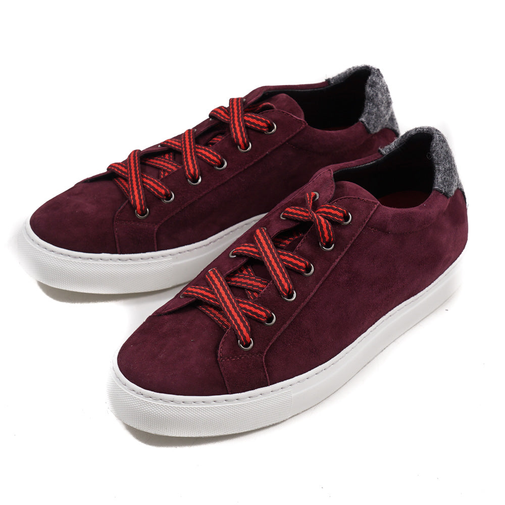 Isaia Burgundy Calf Suede Sneakers - Top Shelf Apparel