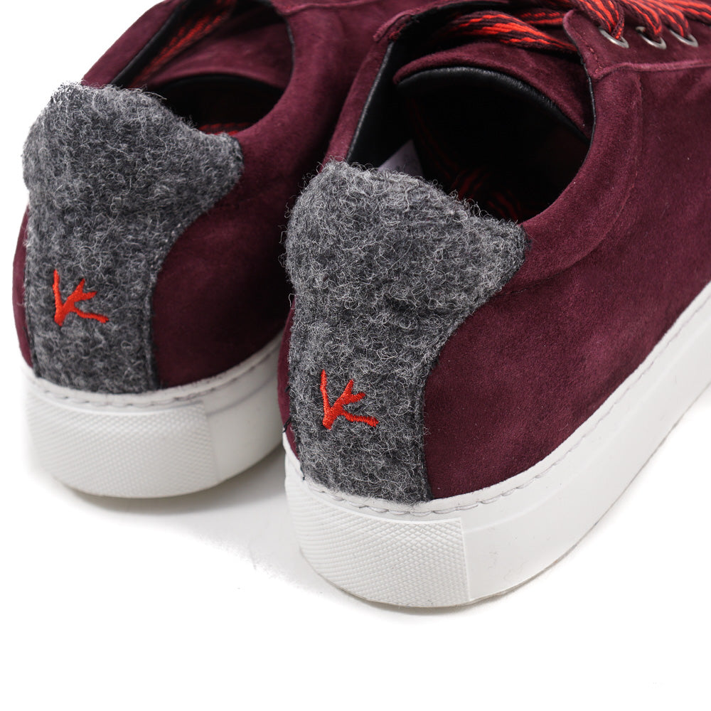 Isaia Burgundy Calf Suede Sneakers - Top Shelf Apparel