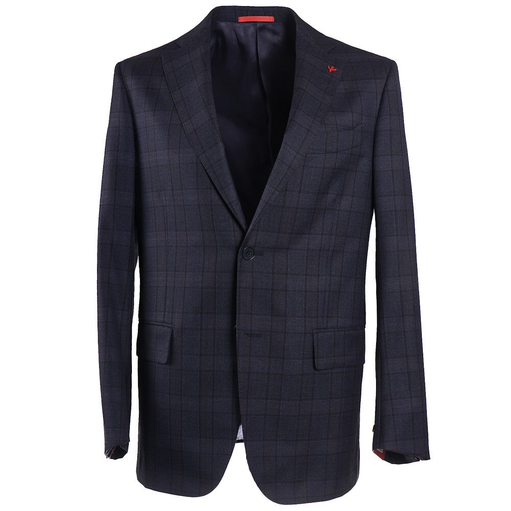 Isaia Dark Blue Check Wool Sport Coat - Top Shelf Apparel
