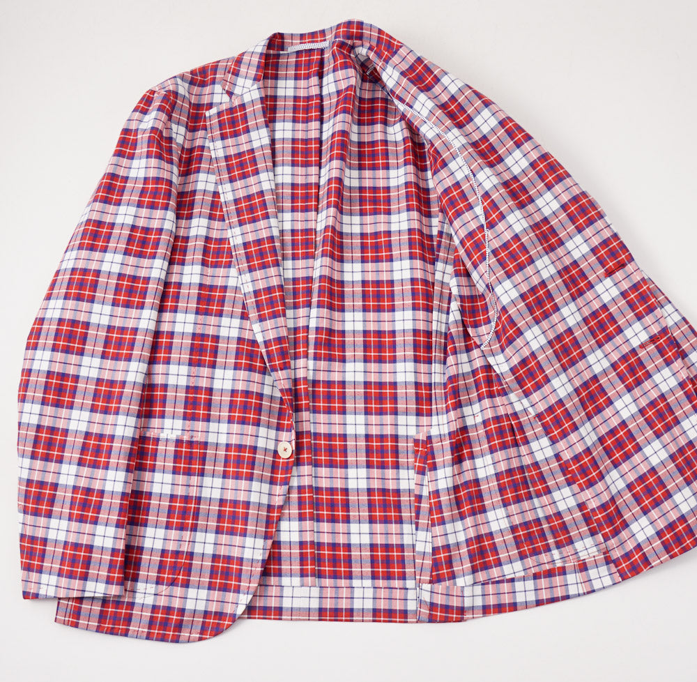 Isaia Red Check Lightweight Sport Coat - Top Shelf Apparel