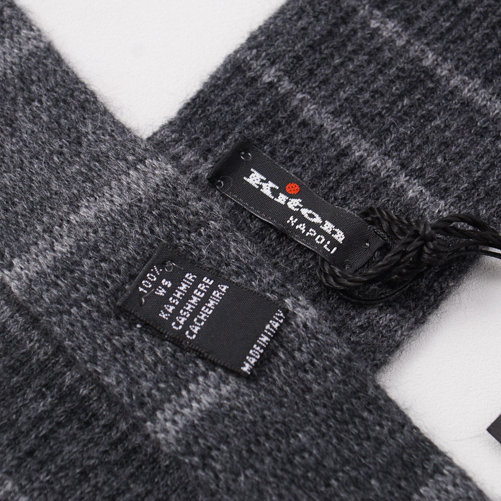 Kiton Gray Striped Knit Cashmere Tie - Top Shelf Apparel