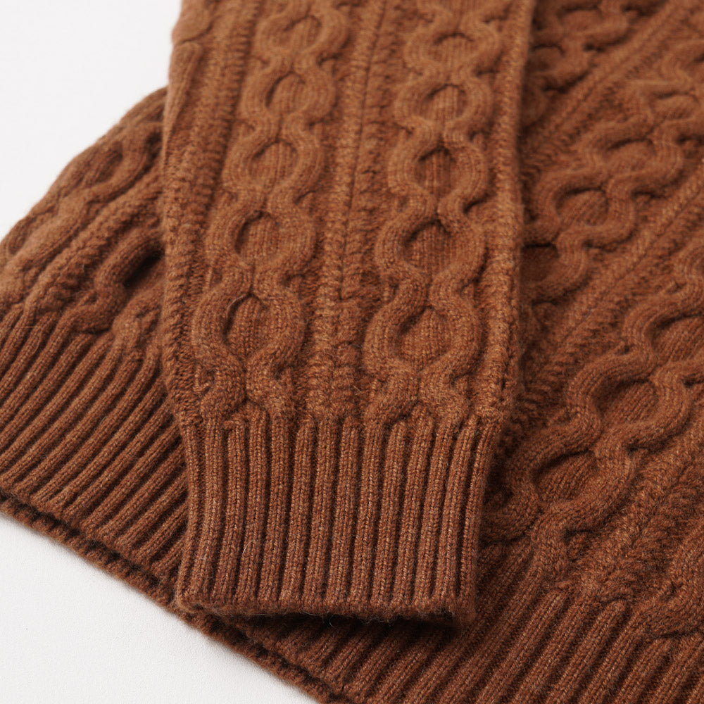 Kiton Cable Knit Regal Cashmere Sweater in Caramel - Top Shelf Apparel