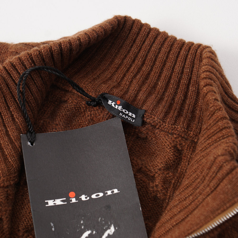 Kiton Cable Knit Regal Cashmere Sweater in Caramel - Top Shelf Apparel