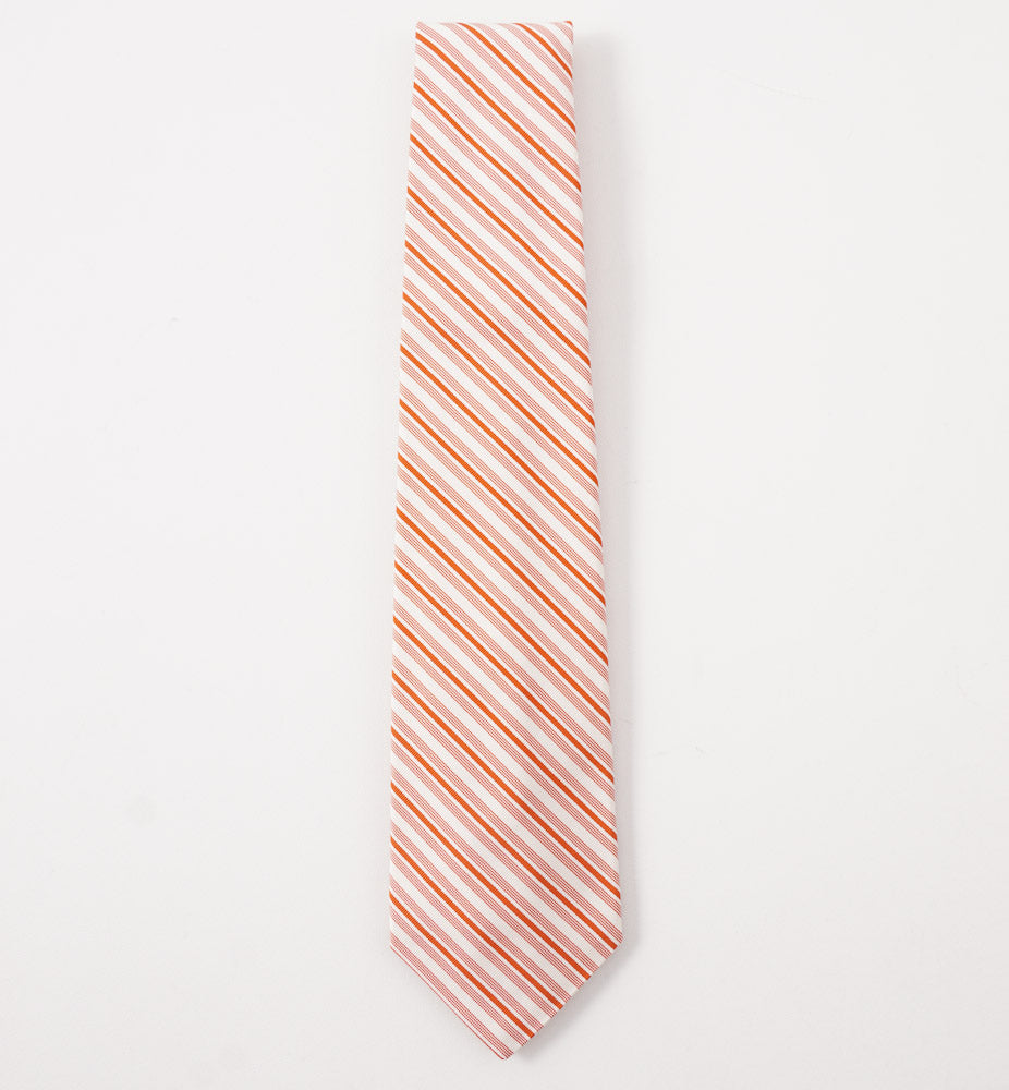 Kiton Orange Ribbon Stripe Silk Necktie - Top Shelf Apparel