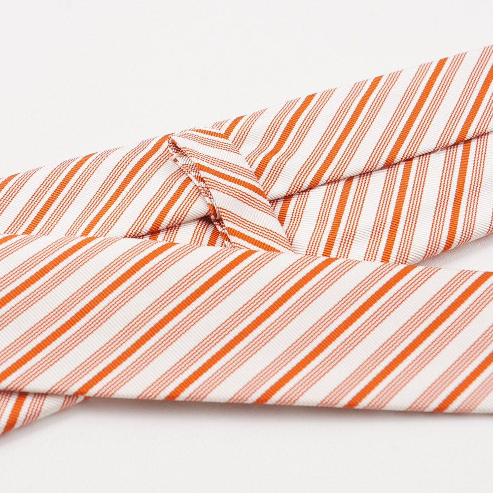 Kiton Orange Ribbon Stripe Silk Necktie - Top Shelf Apparel