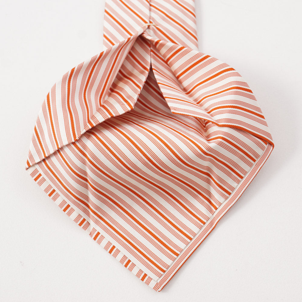 Kiton Orange Ribbon Stripe Silk Necktie - Top Shelf Apparel