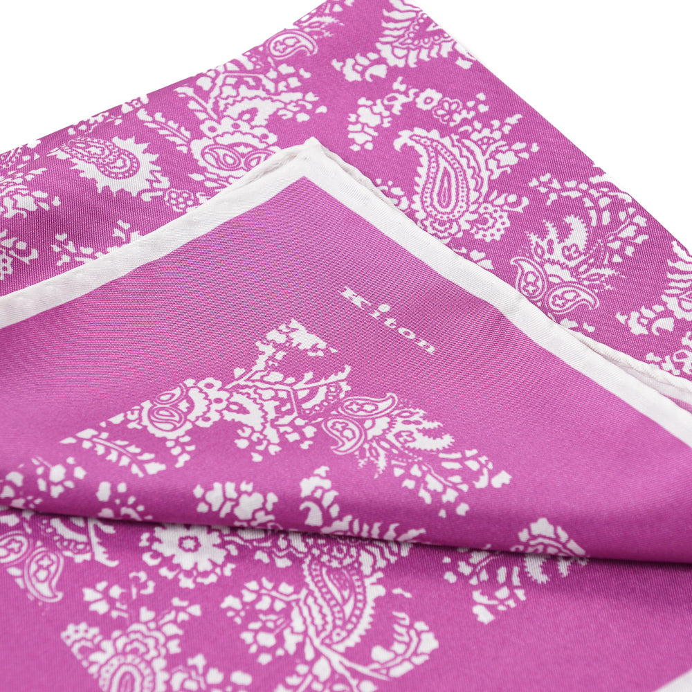 Kiton Paisley Print Silk Pocket Square - Top Shelf Apparel