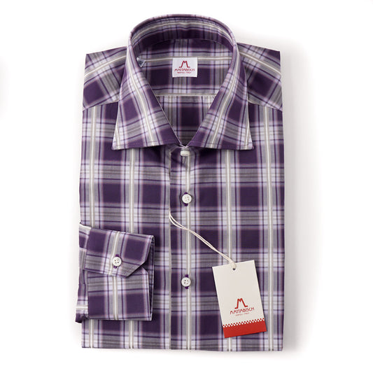 Mattabisch Cotton Shirt in Plum Purple Check - Top Shelf Apparel